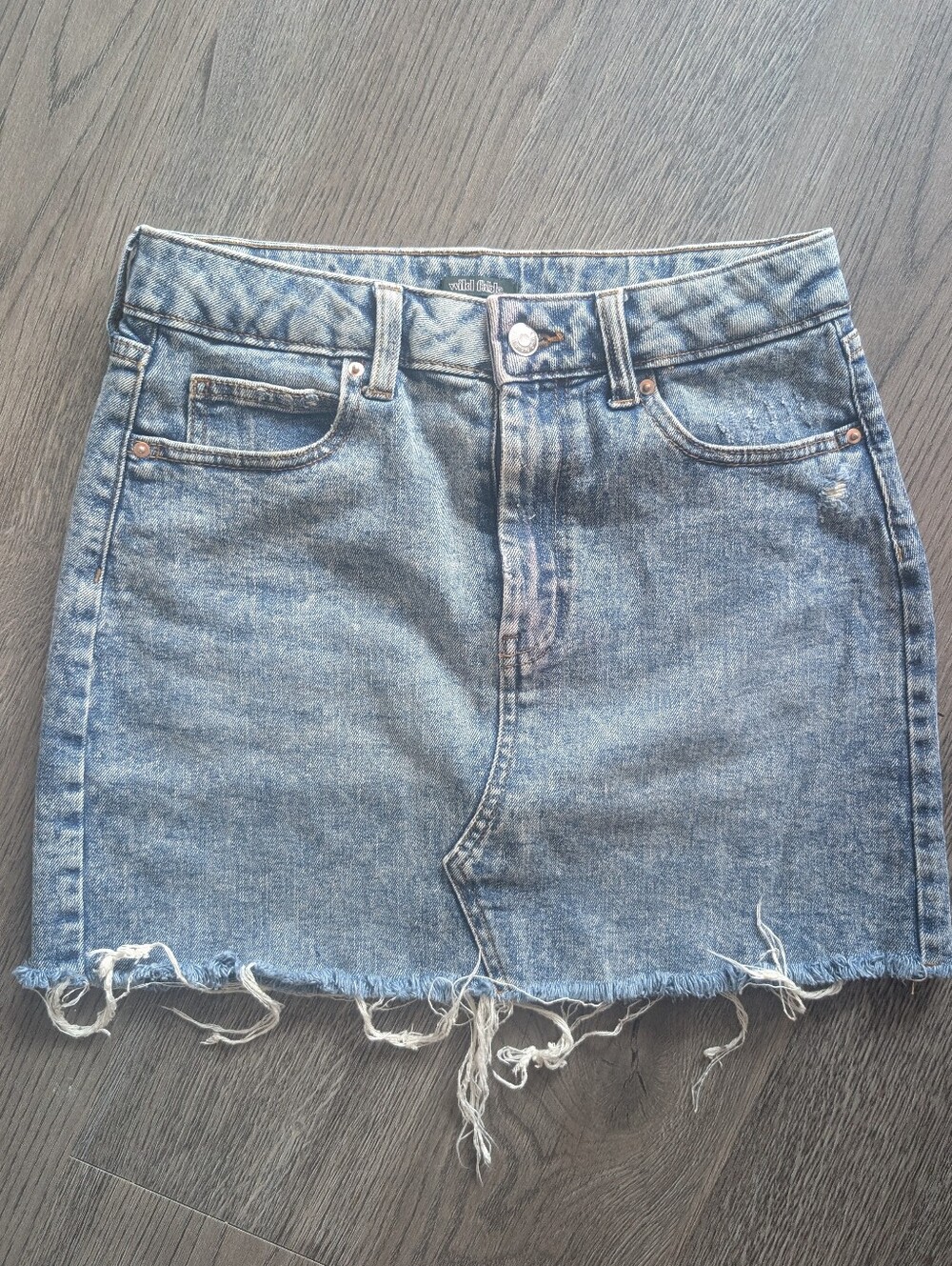 Light Blue Distressed Denim Mini Skirt
